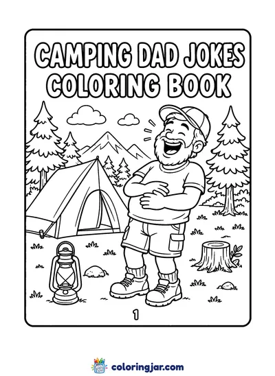 Camping Dad Jokes Coloring Book cover